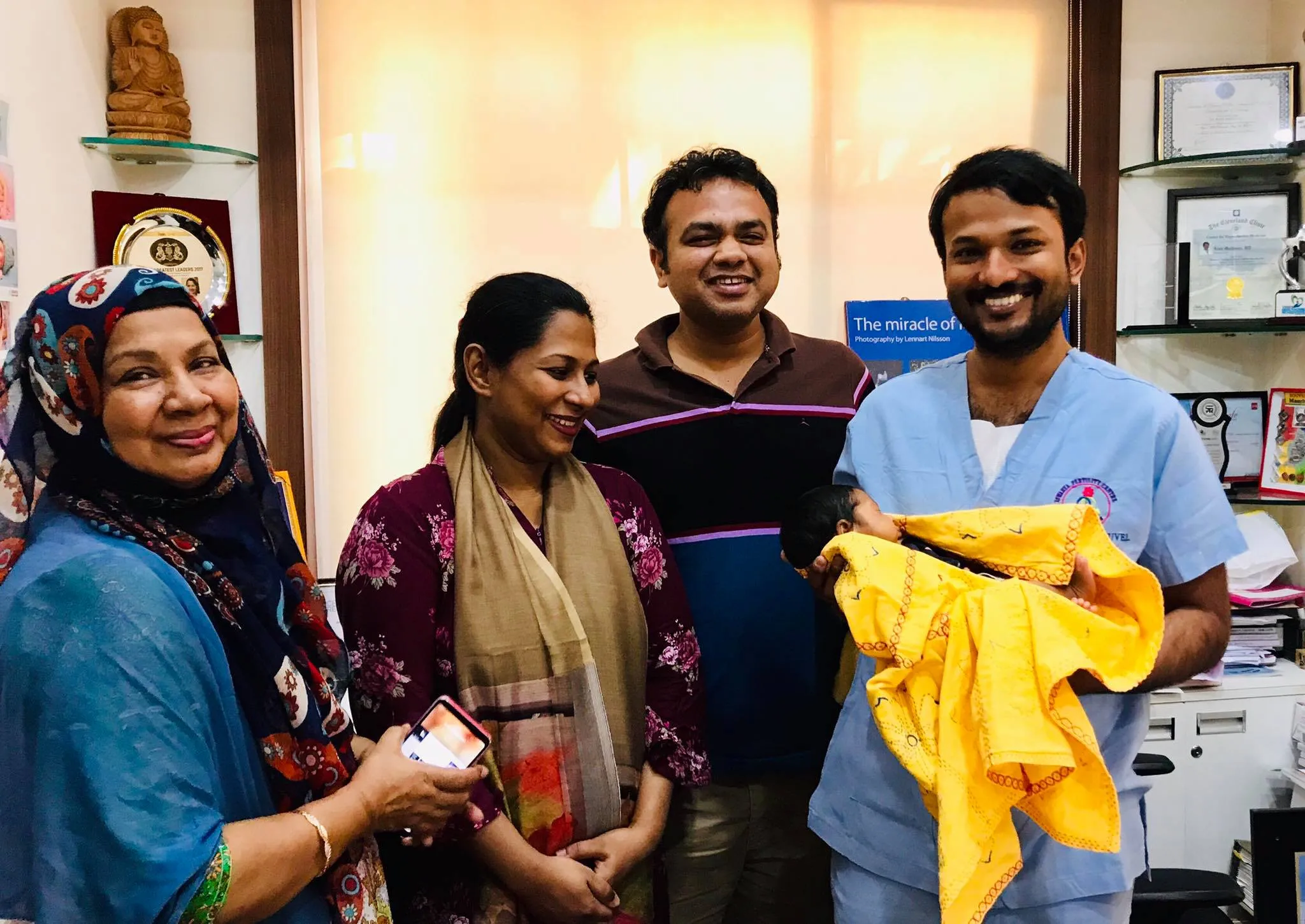 Happy family with newborn baby after fertility treatment at Iswarya Fertility Centre Chennai